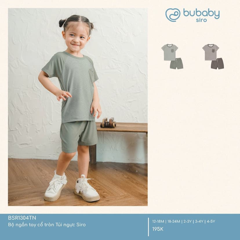 Ảnh Bubaby - Bộ quần áo ngắn tay hoạ tiết kẻ ngang Siro Bubaby mềm mại cho bé 4