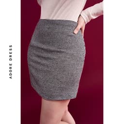 Thumbnail 412SK0026- Chân váy mini A đen trắng, karo xanh, trắng đen, đỏ ADORE DRESS 3