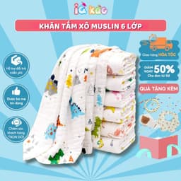 Thumbnail Khăn Tắm Muslin 6 Lớp Cho Bé IQKAO – Khăn Ủ, Choàng Đa Năng, Size 110x105cm, Mềm Mại, Thoáng Mát, An Toàn Cho Bé KT61 1