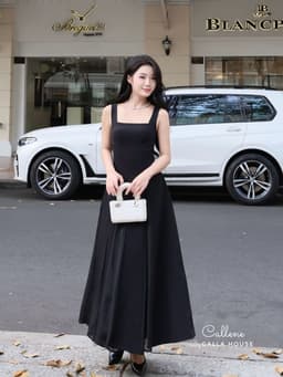 Thumbnail Đầm xòe dự tiệc cổ vuông dáng dài ráp 8 mảnh phối voan sang trọng Callene (L2617) 3