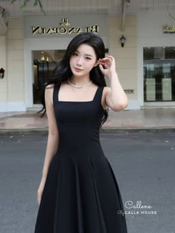 Thumbnail Đầm xòe dự tiệc cổ vuông dáng dài ráp 8 mảnh phối voan sang trọng Callene (L2617) 2