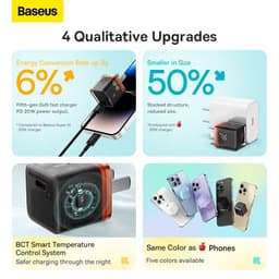 Thumbnail Baseus Củ Sạc Bộ Cáp Nhanh PD 20W GaN 5 Sạc điện cho Không Nóng Máy An Toàn Ổn Định 3