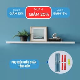 Thumbnail Kệ Thanh Ngang Rộng 20cm, Gỗ Dày 25mm Treo Tường Màu Trắng SIB Decor KT005 1