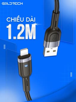 Thumbnail Dây sạc IP Hoco U117 12W có đèn, tự ngắt khi đầy pin, bọc dù bền bỉ, dài 1 mét 4