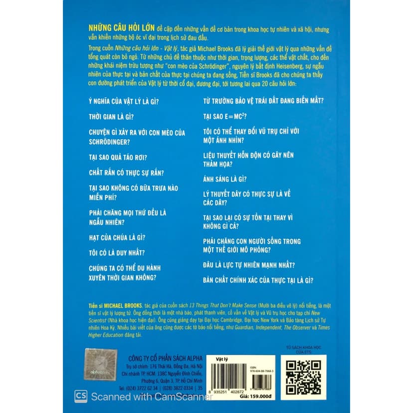 Ảnh Sách - VẬT LÝ (Michael Brooks) Những câu hỏi lớn: Lý giải thế giới vật lý qua 20 câu hỏi lớn 2