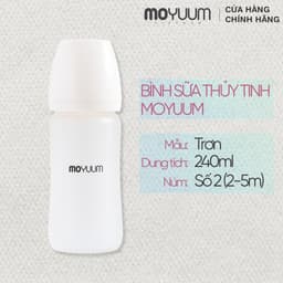 Thumbnail Bình sữa Thủy tinh tráng silicon Moyuum - Mẫu trơn - 240ml - Kèm núm 2 1