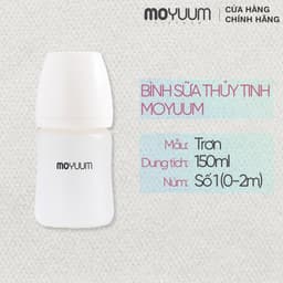 Thumbnail Bình sữa Thủy tinh tráng silicon Moyuum - Mẫu trơn - 150ml - Kèm núm 1 1