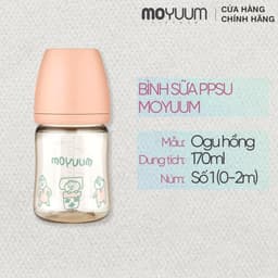 Thumbnail Bình sữa PPSU Moyuum - Ogu hồng - 170ml - Kèm núm 1 1