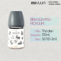 Thumbnail Bình sữa PPSU Moyuum - Thỏ đen - 170ml - Kèm núm 1 1
