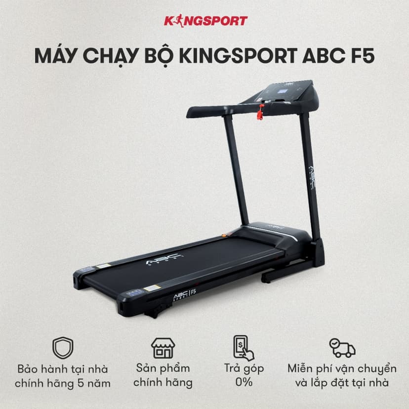 Ảnh CHỈ GIAO MIỀN NAM I Máy chạy bộ KINGSPORT ABC F5, động cơ tiết kiệm điện, đệm cao su giảm xóc và đồng hồ theo dõi 1