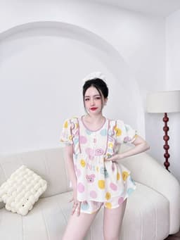 Thumbnail Đồ Mặc Nhà Nữ SOJUN Bộ Xốp Đùi Viền Latin - 2 Nơ 45-68KG 2