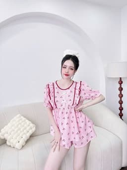 Thumbnail Đồ Mặc Nhà Nữ SOJUN Bộ Xốp Đùi Viền Latin - 2 Nơ 45-68KG 1