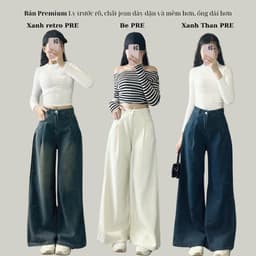 Thumbnail Quần jean xuông ly trước ống rộng đủ màu Emix 3
