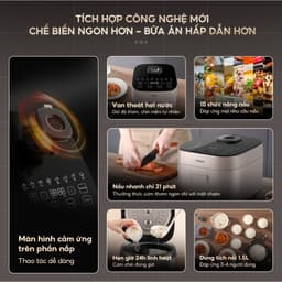 Thumbnail Nồi cơm điện tử AQUA RBC401R 1.5L, điều khiển cảm ứng 10 chế độ nấu, hẹn giờ 24 tiếng 2