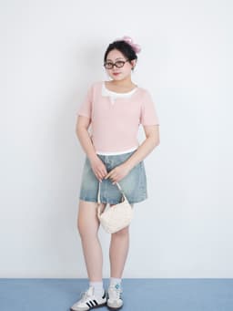 Thumbnail Áo thun cổ vuông bổ trụ phối 2 dây trắng BIGSIZE (55kg đến 95kg) – 25HYAP070 - [BU Bigsize Young] 1