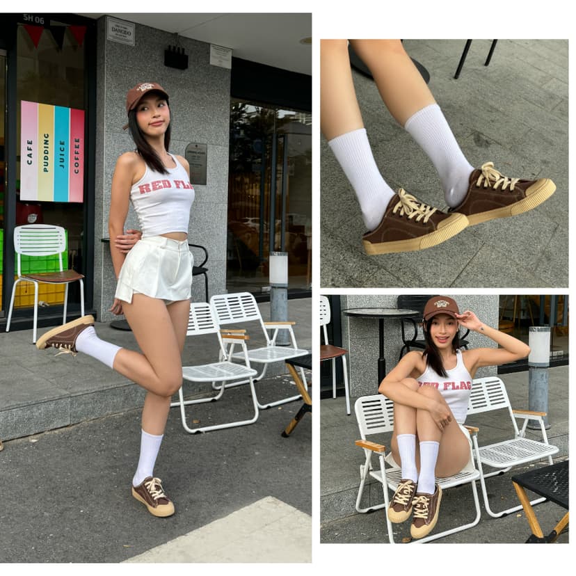 Ảnh Giày Sục Đạp Gót Mules Vải Sneaker Unisex E10 CHOCO MILK DINCOX Tăng Chiều Cao 4cm 4