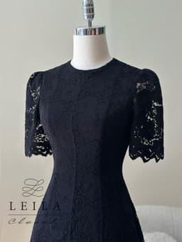 Thumbnail LEILA CLOSET | Đầm thiết kế Linee Đen ren dệt hoa, chiết eo tôn dáng, tùng xoè dài thướt tha 1