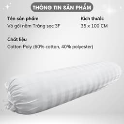 Thumbnail Vỏ Gối Ôm Trắng Sọc 3F A Concept Decor Bao Áo Gối Ôm 35x100cm Vỏ Gối Ôm Cotton Bền Đẹp Sang Trọng chuẩn khách sạn 5 sao 1