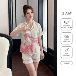 Thumbnail BỘ MẶC NHÀ ZAM - TCDA69 - BỘ NGẮN TAY QUẦN ĐÙI  NGỰA KẺ HỒNG 1
