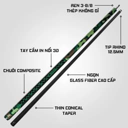 Thumbnail Gậy Bida Lỗ Rhino EVO Camo - Forest - Ngọn Sợi Thủy Tinh - Chính Hãng 3