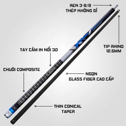 Thumbnail Gậy Bida Lỗ Rhino EVO Racing - Velocity Blue - Ngọn Sợi Thủy Tinh - Chính Hãng 3