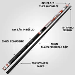 Thumbnail Gậy Bida Lỗ Rhino EVO Racing - Red Race - Ngọn Sợi Thủy Tinh - Chính Hãng 3