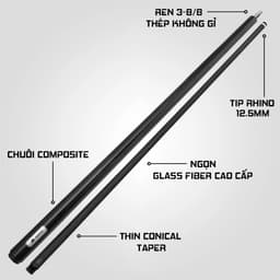 Thumbnail Gậy Bida Lỗ Rhino G-L Vivid Black - Ngọn Sợi Thủy Tinh - Chính Hãng 2