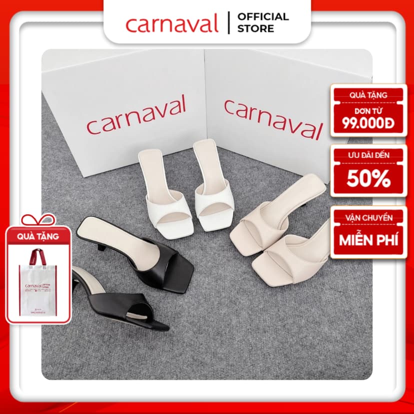 Ảnh Dép Nữ Cao Gót 5p Carnaval Mũi Vuông, Quai Ngang Da Cao Cấp, Nâng Niềm Kiêu Hãnh Phái Đẹp - VS32 1