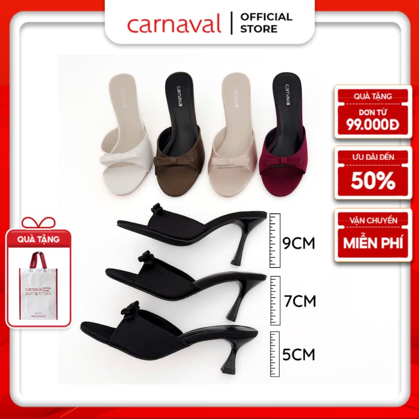 Ảnh Dép Cao Gót Nữ Carnaval Gót Cao 7cm - 9cm Siêu Tôn Dáng Quai Ngang Trang Trí Nơ Siêu Xinh - VS91 1