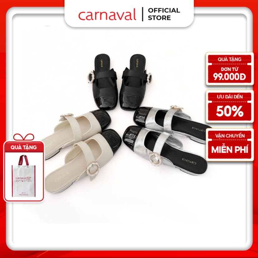 Ảnh Dép Sục Nữ Carnaval Thiết Kế Quai Ngang Đính Hoa Siêu Xinh Kết Hợp Hai Màu - VS100 1