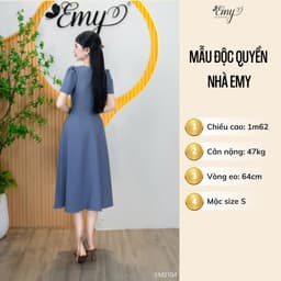Thumbnail Đầm Thiết Kế EMY Thời Trang Cao Cấp EM2104 Vải Cotton Lạnh Màu Xám Phối Trắng Sang Chảnh Đi Tiệc 1