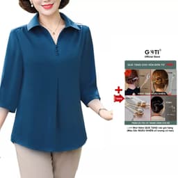 Thumbnail GOTI - Áo Trung Niên Nữ Cao Cấp Dáng Rộng Eo Tay Lỡ Cổ Sơ mi Tặng Mẹ U50 U60 Nhiều Size 3A01 3A02 3A05 3A06 2