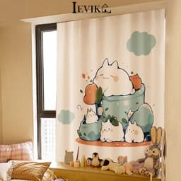 Thumbnail Rèm cửa Levika hoạ tiết dễ thương, không khoan đục, may sẵn treo phòng ngủ không kèm thanh treo 1