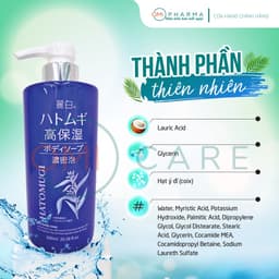 Thumbnail Sữa Tắm Dưỡng Ẩm Sâu & Làm Sáng Da Reihaku Hatomugi Chiết Xuất Hạt Ý Dĩ  Nhật Bản (600ml) 2