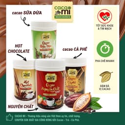 Thumbnail Bột cacao thuần chay thơm ngon đậm ca cao nguyên chất mix 4 vị cà phê, sữa dừa, socola hũ tiện lợi 1
