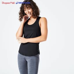 Thumbnail Áo thun không tay tập cardio fitness fta 100 my top cho nữ đen DECATHLON DOMYOS mã 8797808 1