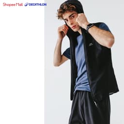 Thumbnail Áo khoác chạy bộ không tay run wind h cho nam đen DECATHLON kalenji mã 8487907 1