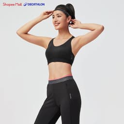 Thumbnail Áo bra fitness nâng đỡ tốt 900 cho nữ đen trơn DECATHLON DOMYOS mã 8589403 1