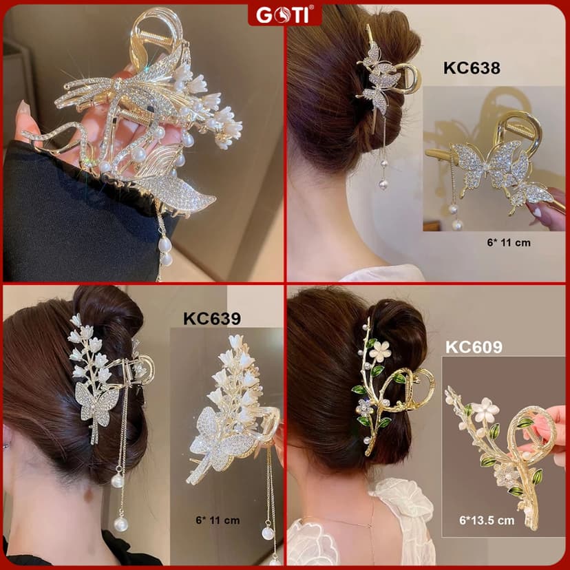 Ảnh GOTI - Phụ Kiện Tóc – Kẹp Tóc Kim Loại Hàn Quốc Cỡ Lớn Hottrend Kẹp Càng Cua Hoa Nơ Cho Nữ KC612 1