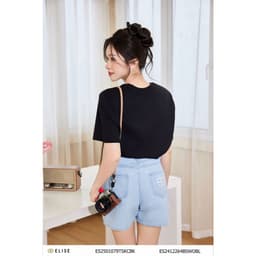 Thumbnail Áo thun đen in hình nơ thiết kế Elise ES2501079TSKCBK 1